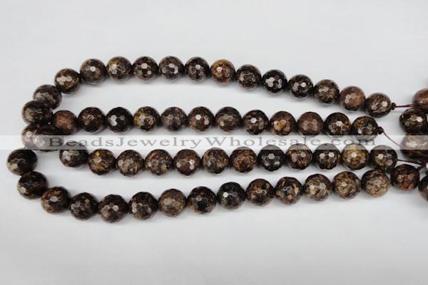 CBZ97 15.5 inches 14mm faceted round bronzite gemstone beads