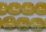 CCA14 15.5 inches 15*15mm square double drilled yellow calcite beads