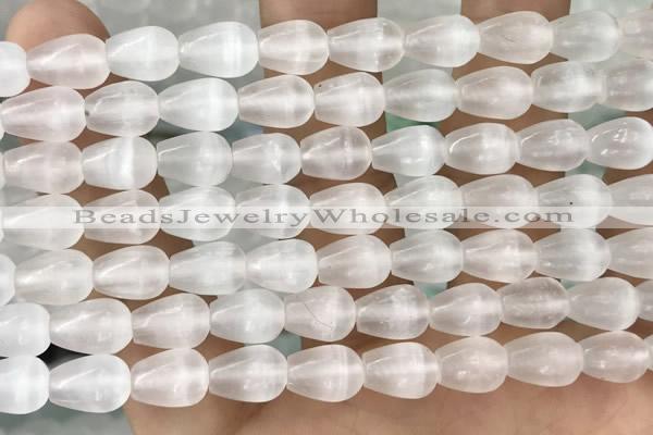 CCA377 15.5 inches 7*10mm teardrop white calcite gemstone beads