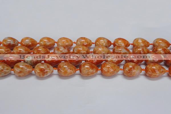 CCA463 15.5 inches 15*20mm teardrop orange calcite gemstone beads