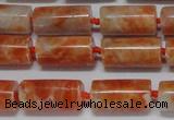 CCA465 15.5 inches 8*16mm tube orange calcite gemstone beads