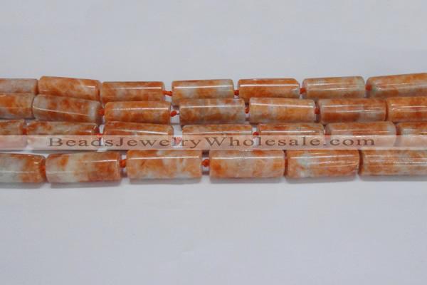 CCA466 15.5 inches 12*30mm tube orange calcite gemstone beads