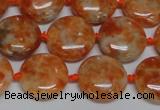 CCA475 15.5 inches 15mm flat round orange calcite gemstone beads