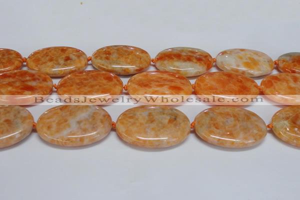 CCA489 15.5 inches 30*40mm oval orange calcite gemstone beads