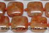 CCA492 15.5 inches 15mm square orange calcite gemstone beads