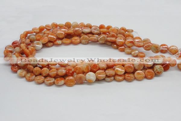 CCA54 15.5 inches 12mm flat round orange calcite gemstone beads