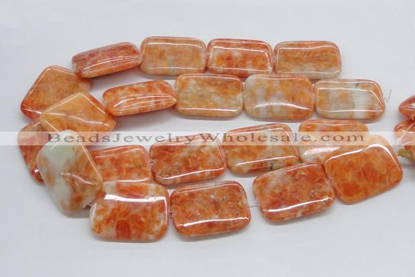 CCA61 15.5 inches 30*40mm rectangle orange calcite gemstone beads