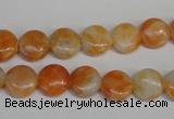 CCA63 15.5 inches 10mm flat round orange calcite gemstone beads