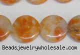 CCA64 15.5 inches 20mm flat round orange calcite gemstone beads