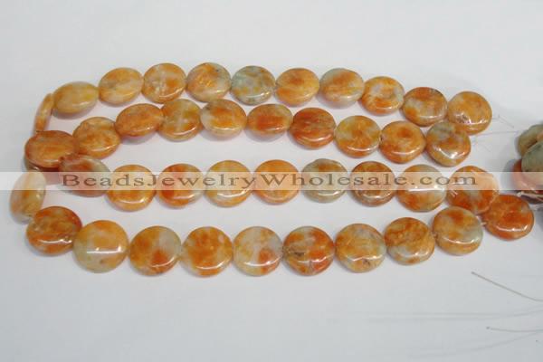 CCA64 15.5 inches 20mm flat round orange calcite gemstone beads