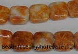 CCA73 15.5 inches 14*14mm square orange calcite gemstone beads