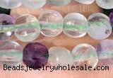 CCB1034 15 inches 4mm faceted coin fluorite beads