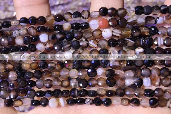 CCB1060 15 inches 4mm faceted coin agate beads