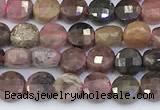 CCB1148 15 inches 4mm faceted coin tourmaline beads