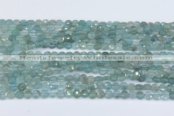 CCB1151 15 inches 4mm faceted coin apatite beads