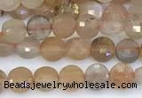 CCB1157 15 inches 4mm faceted coin sunstone beads