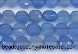 CCB1166 15 inches 4mm faceted coin blue agate beads