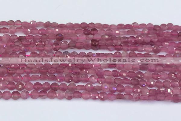 CCB1174 15 inches 4mm faceted coin tourmaline beads