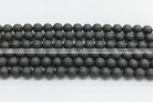 CCB1187 15 inches 8mm round matte shungite gemstone beads