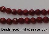 CCB120 15.5 inches 3mm faceted round red coral beads wholesale