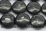 CCB1201 15 inches 12mm flat round shungite gemstone beads