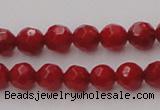 CCB121 15.5 inches 5mm faceted round red coral beads wholesale