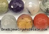CCB1232 15 inches 10mm faceted round mixed gemstone beads
