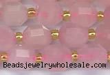 CCB1243 15 inches 7*8mm faceted rose quartz beads