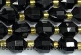 CCB1293 15 inches 7mm - 8mm faceted black tourmaline beads