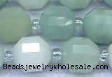 CCB1306 15 inches 9mm - 10mm faceted amazonite beads