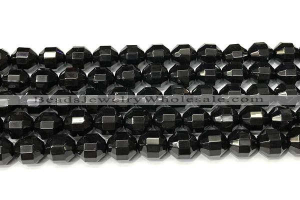 CCB1318 15 inches 9mm - 10mm faceted black agate beads