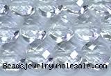 CCB1320 15 inches 6mm faceted coin white crystal beads