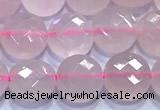 CCB1332 15 inches 8mm faceted coin rose quartz beads