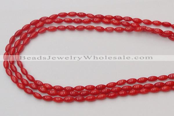 CCB134 15.5 inches 4*8mm rice red coral beads strand wholesale