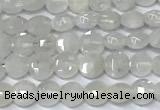 CCB1366 15 inches 4mm faceted coin white moonstone beads