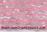 CCB1371 15 inches 4mm faceted coin rose quartz beads