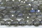 CCB1374 15 inches 4mm faceted coin labradorite beads