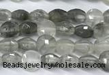 CCB1375 15 inches 4mm faceted coin cloudy quartz beads