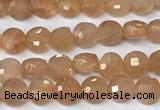 CCB1376 15 inches 4mm faceted coin sunstone beads