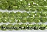 CCB1378 15 inches 4mm faceted coin peridot beads