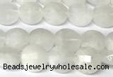 CCB1400 15 inches 6mm faceted coin white moonstone beads