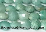 CCB1406 15 inches 6mm faceted coin amazonite beads