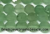 CCB1407 15 inches 6mm faceted coin green aventurine beads