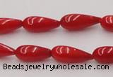 CCB141 15.5 inches 5*11mm teardrop red coral beads wholesale