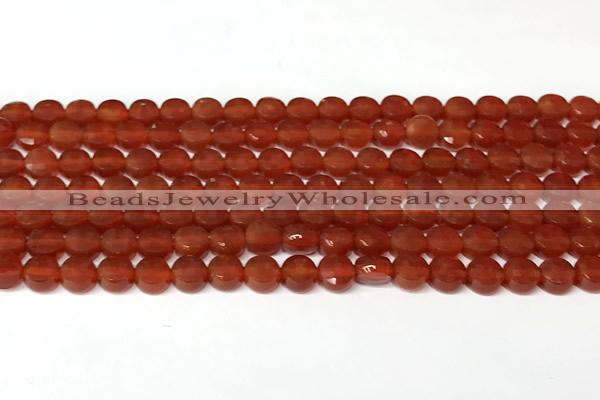 CCB1412 15 inches 6mm faceted coin red agate beads