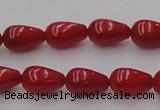 CCB143 15.5 inches 6*11mm teardrop red coral beads wholesale