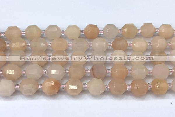 CCB1455 15 inches 9mm - 10mm faceted pink aventurine beads