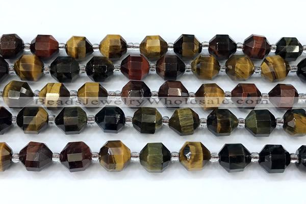 CCB1481 15 inches 9mm - 10mm faceted colorful tiger eye beads