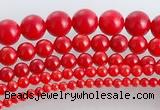 CCB15 5pcs 15.5 inches round shape red coral beads Wholesale