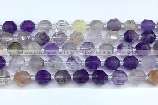 CCB1513 15 inches 9mm - 10mm faceted mixed quartz beads